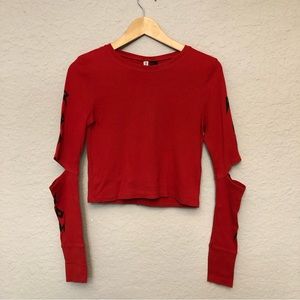 H&M Red long sleeves Crop Top